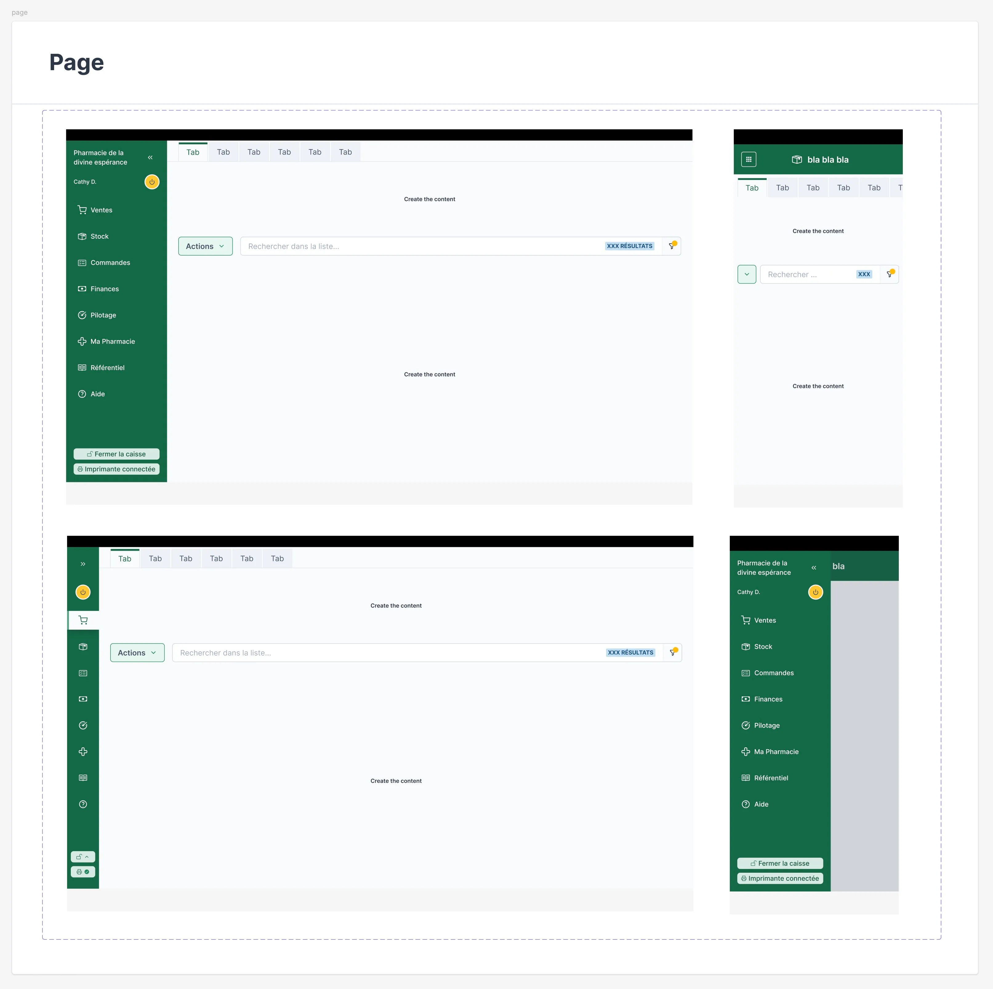 Template Page avec placeholders