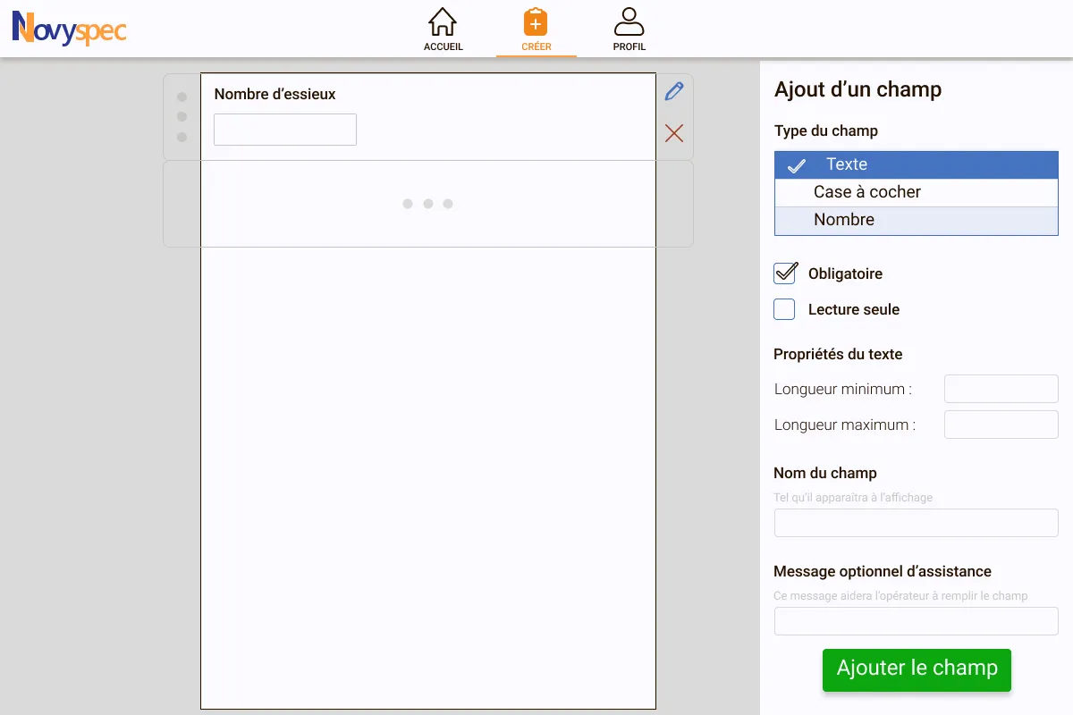 Editeur de formulaire