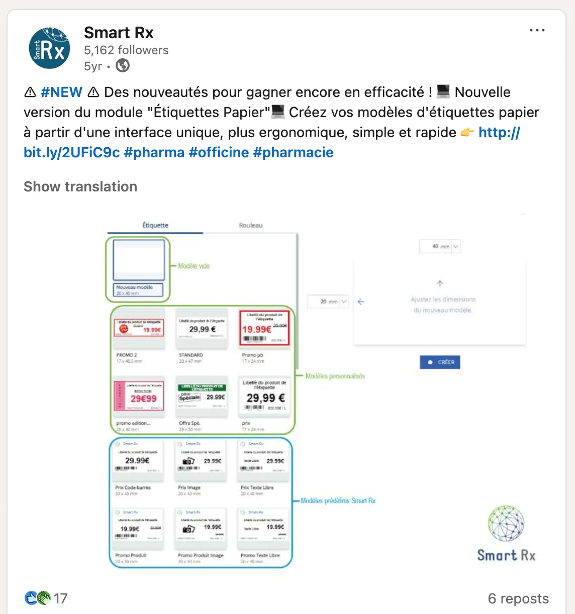 Post LinkedIn du lancement